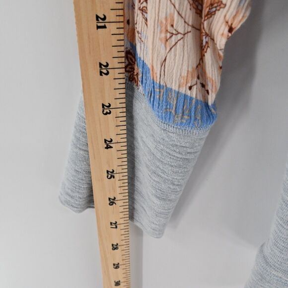 DOE‎ AND RAE Cardigan Womens Sz L Blue Floral Patchwork Dolman Sleeve Open Front - Picture 13 of 13